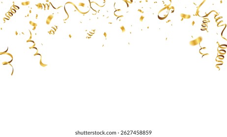 confetti gold ribbons. Celebration luxury greeting rich card