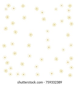 Confetti with golden flowers, bright colorful background, cute and fun decoration. Vector illustration for celebration, party, festive holiday. Design for cards, invitations