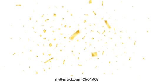 Confetti. Golden confetti isolated on white background. Flying confetti