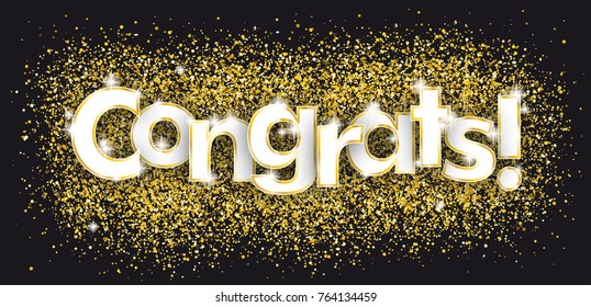 Confetti with golden text Congrats. Eps 10 vector file.