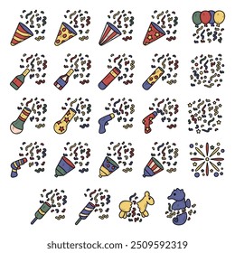 Confetti Hand Drawn Sticker Set - Colored