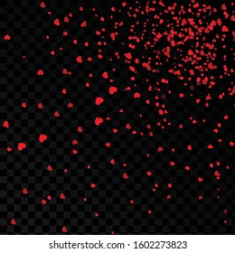 Confetti heart of Valentine's petals falling on a transparent background. Confetti Flower Petal