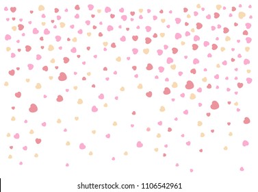 Confetti Hearts Falling on Background. 