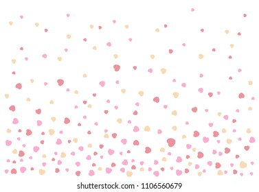 Confetti Hearts Falling on Background. pink hearts pattern