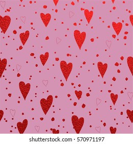 Confetti hearts on a pink background. . Heart for Valentines Day , wrapping, wallpaper, textile, invitation, wedding card, romantic card.