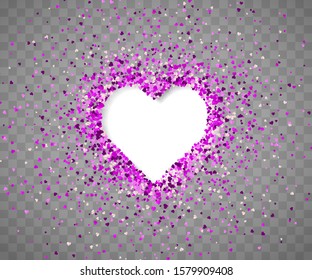 Confetti of hearts on a transparent background. Valentine's Day. Vector holiday illustration. EPS 10