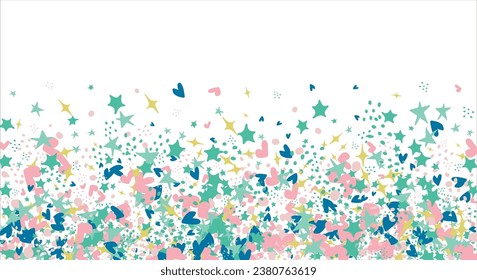 confetti, hearts, stars pink for promotions and events . party, diary, decorate, event. Vector illustration.