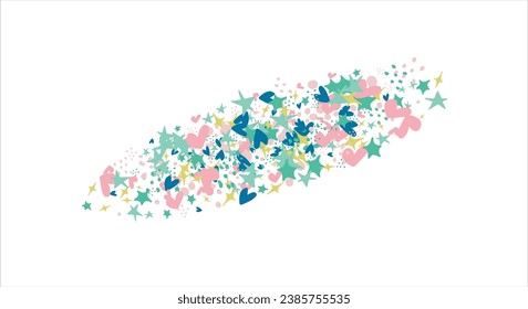 confetti, hearts, stars pink for promotions and events . party, diary, decorate, event. Vector illustration.