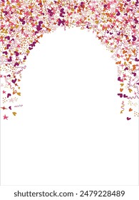 confetti, hearts, stars pink for promotions and events. For card, banner, poster, flyer, and web. Vector illustration.