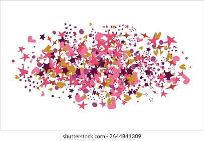 confetes, corações, estrelas para promoções e eventos . festa, diário, decorar, evento. Ilustração vetorial.
