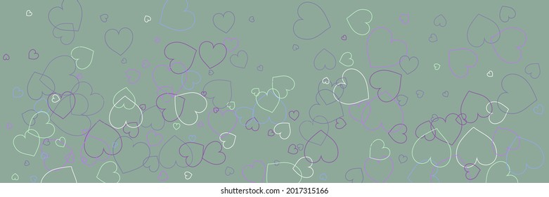 Confetti Hearts Vivid Mint Ornamental Fabrics. Multicolor Pink Party Neon White Simple Romantic Pic. Pastel Purple Bordo Violet Love Art Illustration. Green Bright Colorful Blue Olive Style.