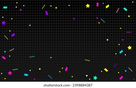 Confetti. Fondo de vacaciones. Celebración. Fondo vector abstracto de patrón de confetti. Diseño retro memphis