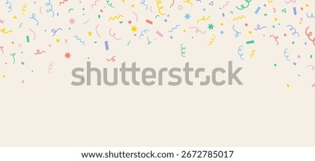 Confetti horizontal background. Colorful flat confetti isolated. Party background