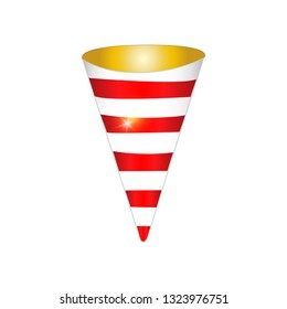 Confetti horn flat line colored icon.