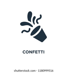 Confetti icon. Black filled vector illustration. Confetti symbol on white background. Can be used in web and mobile.