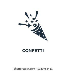 Confetti icon. Black filled vector illustration. Confetti symbol on white background. Can be used in web and mobile.