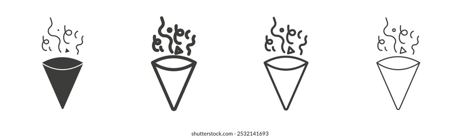 Confetti icon in fill and three stroke sizes
