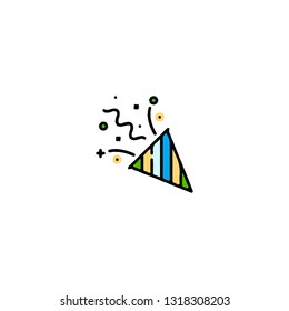 Confetti  icon, flat design line art thin style, vector illustration. Festive carnivals in Brazil and Mardi Gras in Venice

