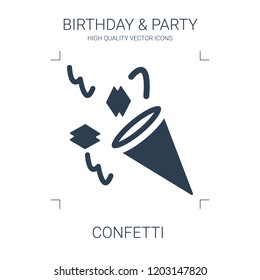 confetti icon. high quality filled confetti icon on white background. from birthday party collection flat trendy vector confetti symbol. use for web and mobile