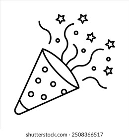 confetti icon. line art and editable stroke.
