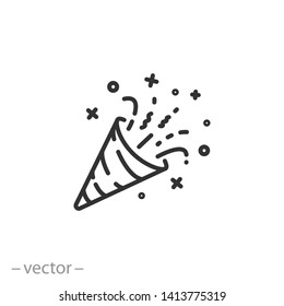 confetti icon, party line symbol on white background - editable stroke vector illustration eps10