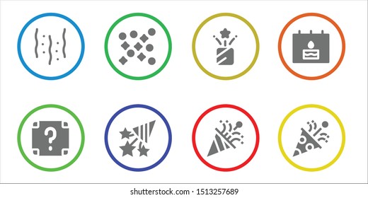 confetti icon set. 8 filled confetti icons.  Simple modern icons about  - Confetti, Surprise, Birthday