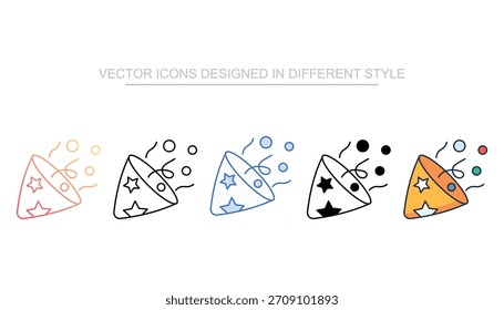 Conjunto de iconos de confeti Vector stock con fondo blanco