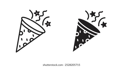 Confetti icon in solid and stroke style.