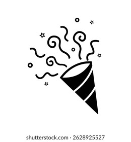 Confetti  icon suite. Firecracker  icon, Festive Confetti Icon ideal for party celebration  and festive themes. Confetti popper  icon Graphic Illustration,Birthday, holiday, Christmas, New Year symbol