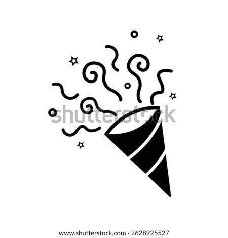 Confetti  icon suite. Firecracker  icon, Festive Confetti Icon ideal for party celebration  and festive themes. Confetti popper  icon Graphic Illustration,Birthday, holiday, Christmas, New Year symbol