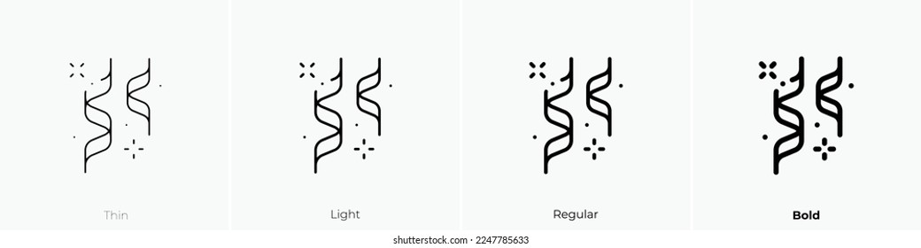confetti icon. Thin, Light Regular And Bold style design isolated on white background