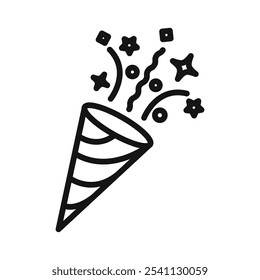 Icono de confeti Ilustración plana de línea delgada
