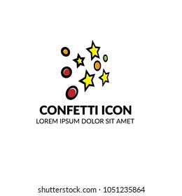 Confetti icon vector.Can be used as icon or logo for websites, applications, mobile and UI design. color icon, vector illustration