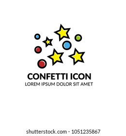 Confetti icon vector.Can be used as icon or logo for websites, applications, mobile and UI design. color icon, vector illustration