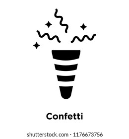 Confetti icon vector isolated on white background, logo concept of Confetti sign on transparent background, filled black symbol