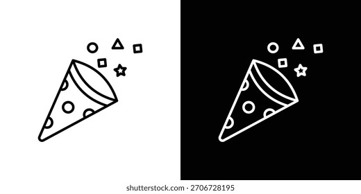 Confetti icon. Vector linear icon isolated in black and white