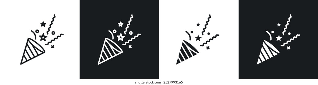 Confetti icon vector icon set black filled and outlined style.