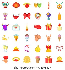 Confetti icons set. Cartoon style of 36 confetti vector icons for web isolated on white background