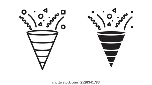 Confetti icons. Vector set in filled and line style.