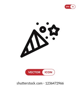 Confetti icon.Surprise,celebration symbol. Flat vector sign isolated on white background. Simple vector illustration for graphic and web design.