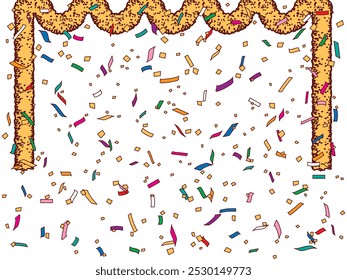 Confetti, illustration of mall background