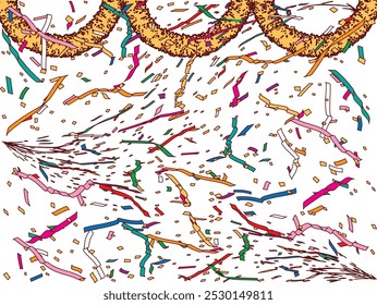 Confetti, illustration of mall background