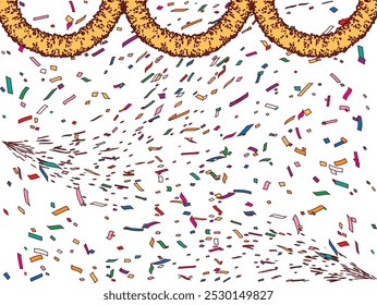 Confetti, illustration of mall background