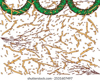 Confetti, illustration of mall background