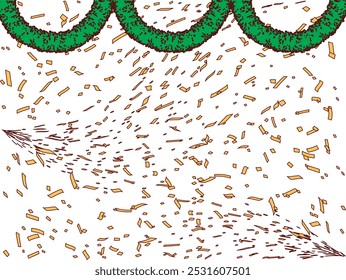 Confeti, ilustración del fondo del centro comercial