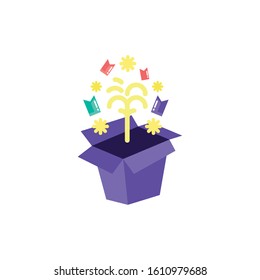 confetti inside box design, Party celebration event happy birthday holiday surprise anniversary and decorative theme Vector illustration