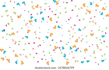 confetti isolated Heart Symbol on white background, Multi colored heart shaped Spread confetti design. celebration template.