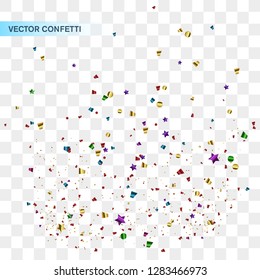 Confetti isolated on transparent background. Vector confetti burst
