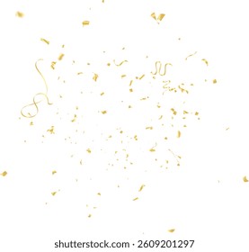 confetti isolated on transparent background. Falling serpentine. Realistic bright serpentine. Flying holiday tinsel. Anniversary decorative elements.
