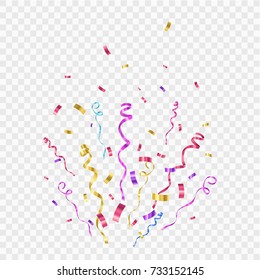 Confetti isolated on transparent background. Festive vector illustration